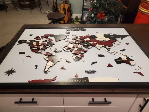 Customer photo review of Wood Map - Large Wooden World Map for Wall - Best Mens Office Wall Decor