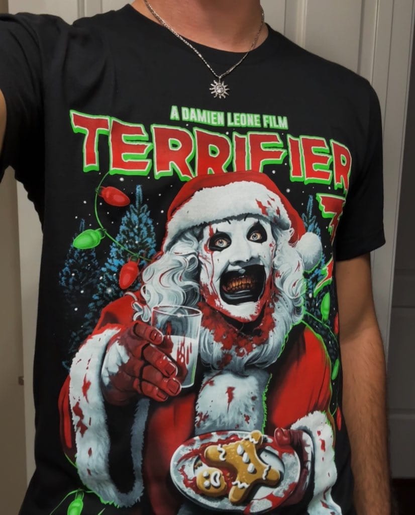 Customer photo review of Terrifier 3 Milk And Carnage T-Shirt