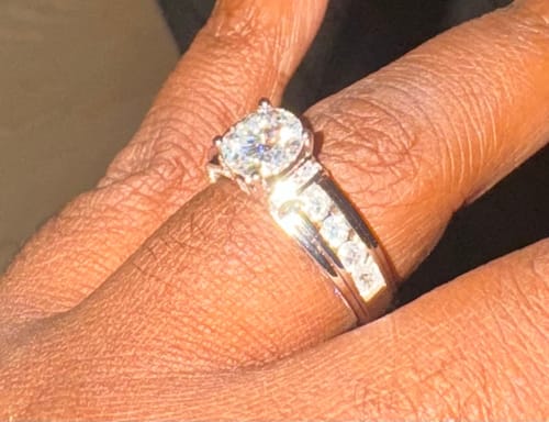 Gwynne I. review of Moissanite With Channel Set Sapphire Accents Engagement Ring image 1 out of 3