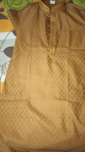 Customer photo review of Mustard jacquard Embroidered Kurta
