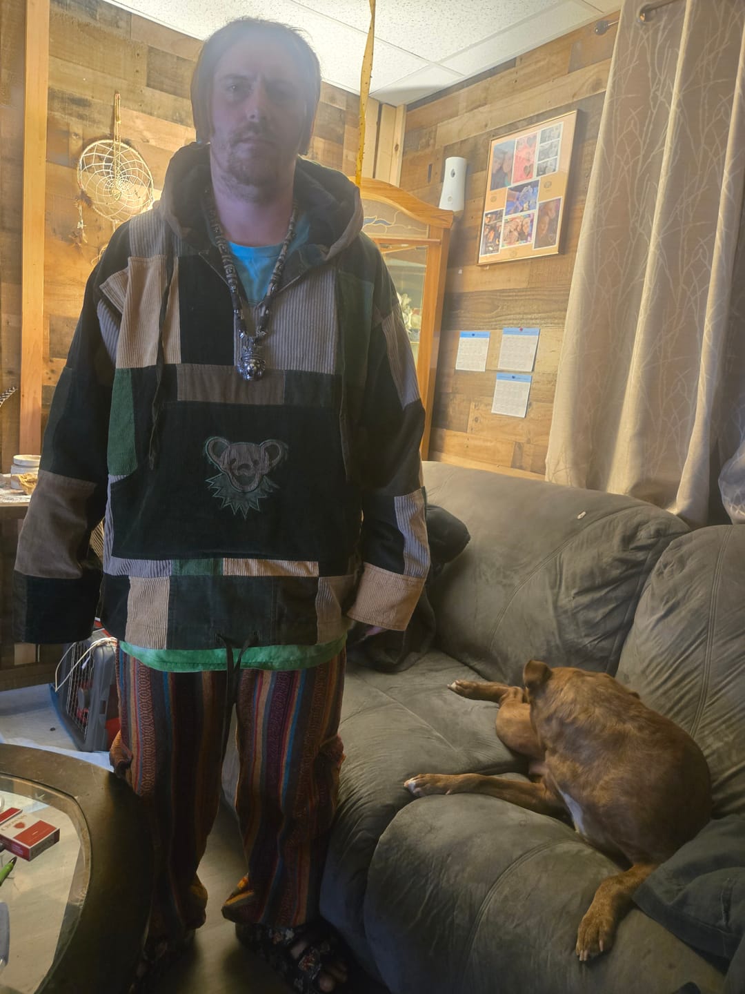 Customer photo review of Grateful Dead Dancing Bear Patchwork Hoodie