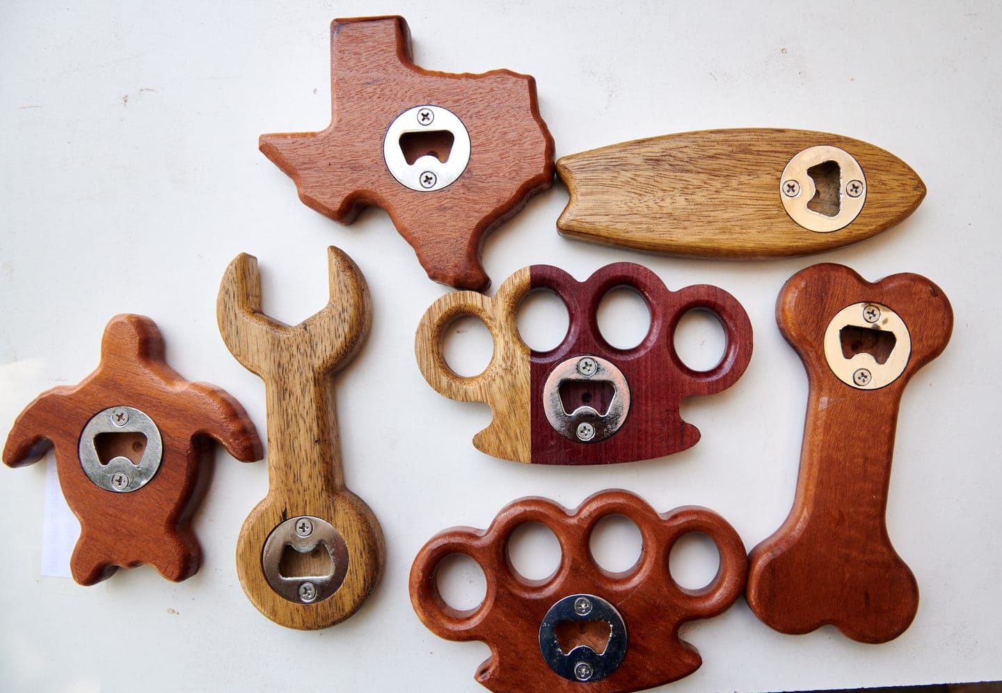 Customer photo review of Set 2 - 6 Bottle Opener Acrylic Router Templates