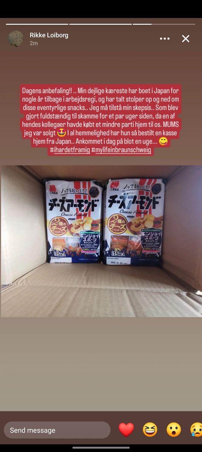 Customer photo review of Sanko Seika Cheese Almond Rice Crackers (15 Pieces)