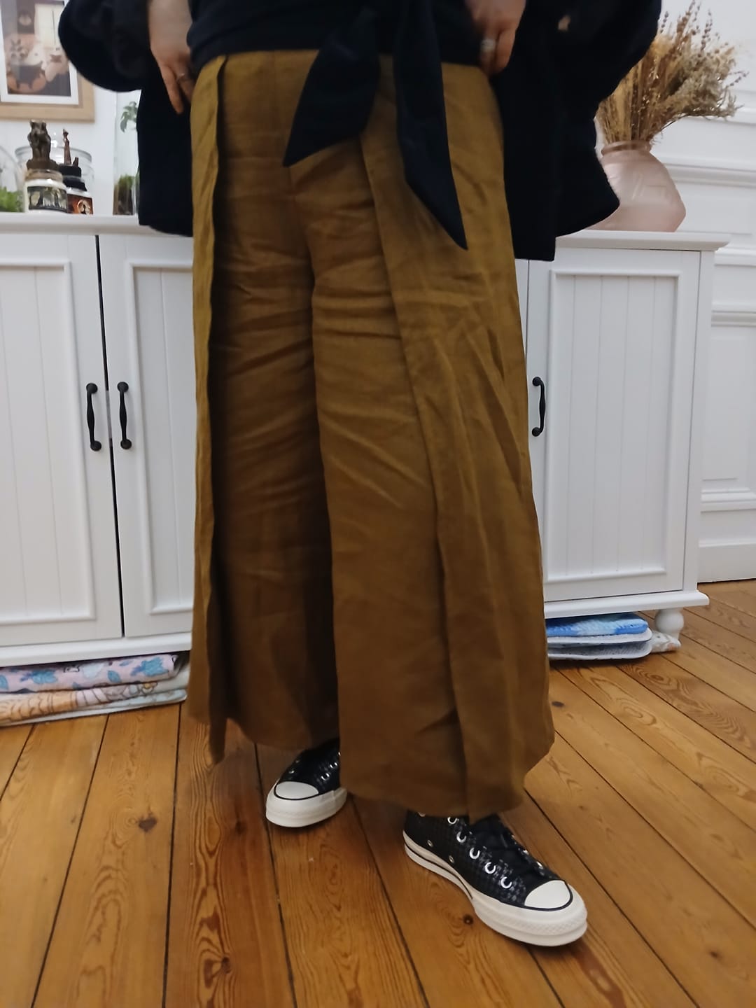 Customer photo review of Pantalon drapé Mathilde - lin vert kiwi
