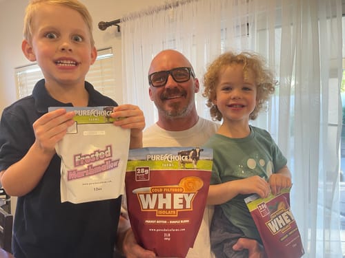 Customer photo review of Whey Protein Isolate Flight   Try all 5 flavors!