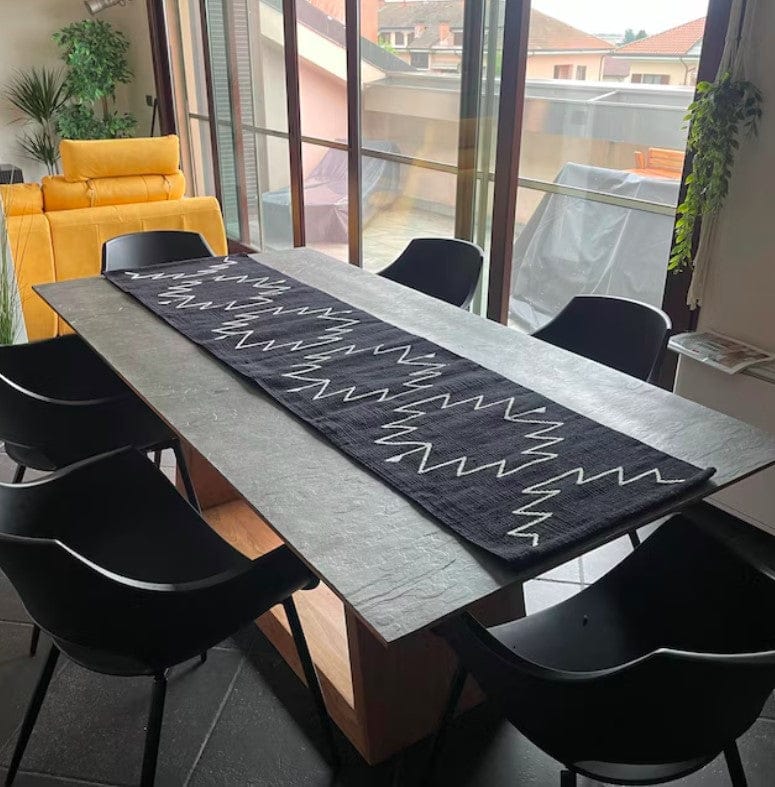 Customer photo review of Black Cleo Cotton Table Runner