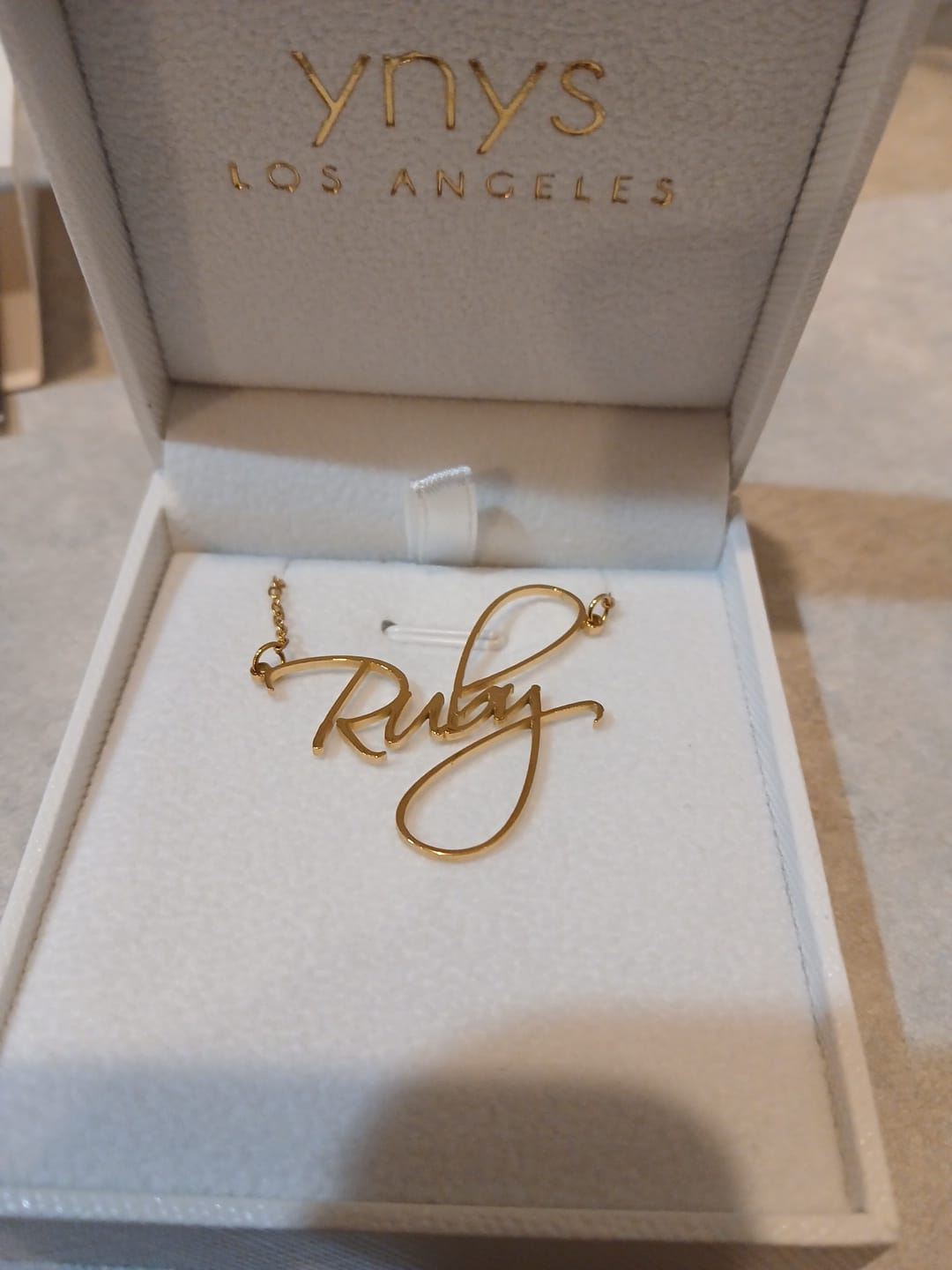 Customer photo review of Script Name Necklace