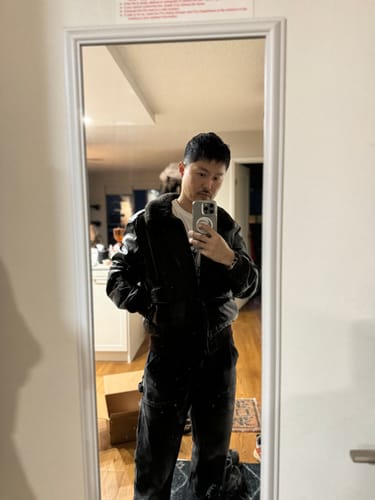 Customer photo review of Vintage L.L. Bean Jacket Mens Medium Black Leather Sherpa Wool Lined