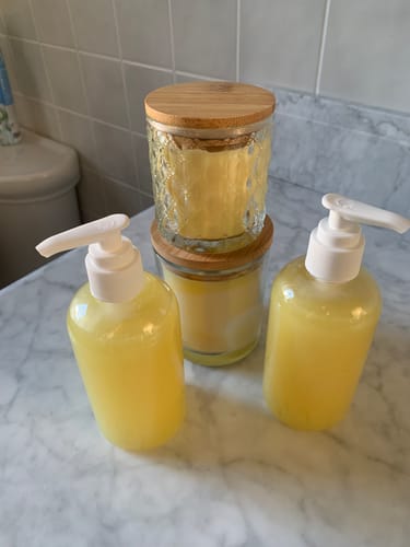 Customer photo review of JerrBear's Signature Shower Gel/Sugar Scrub/Bubble Bath Base