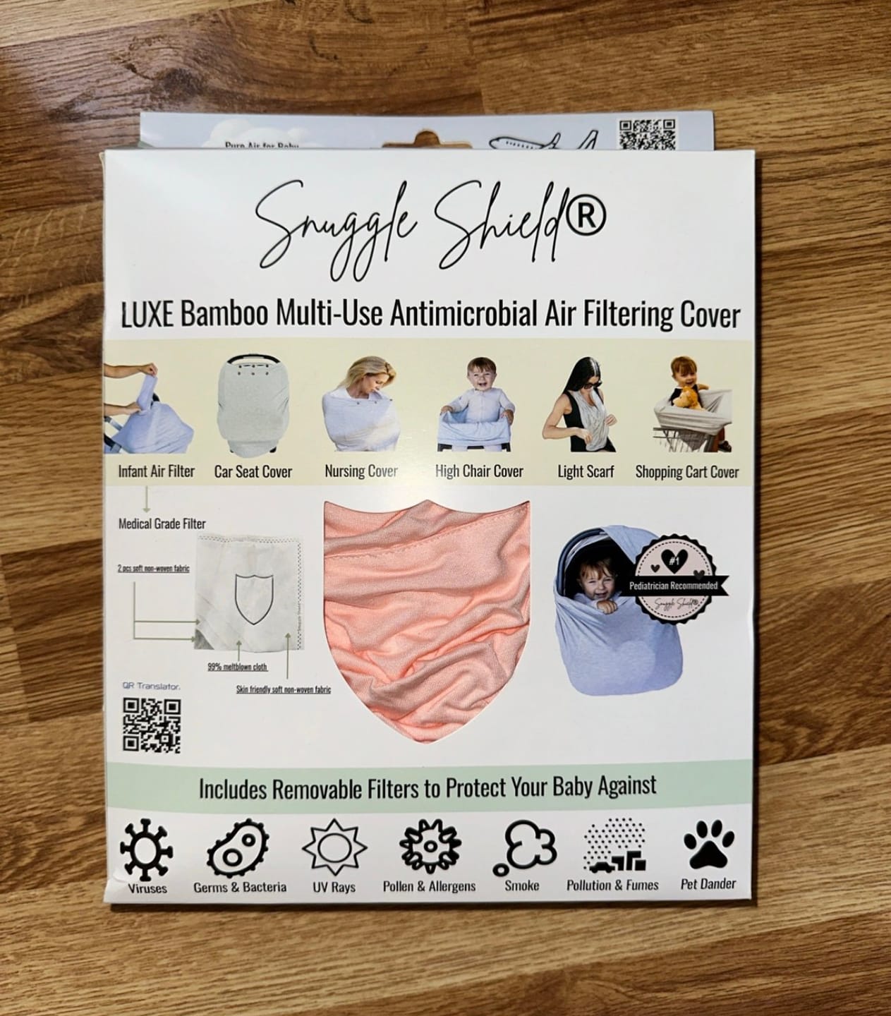 Customer photo review of Snuggle Shield® LUXE Protection™ Bamboo Multi-Use Antimicrobial Air Filtering Infant Cover Grey