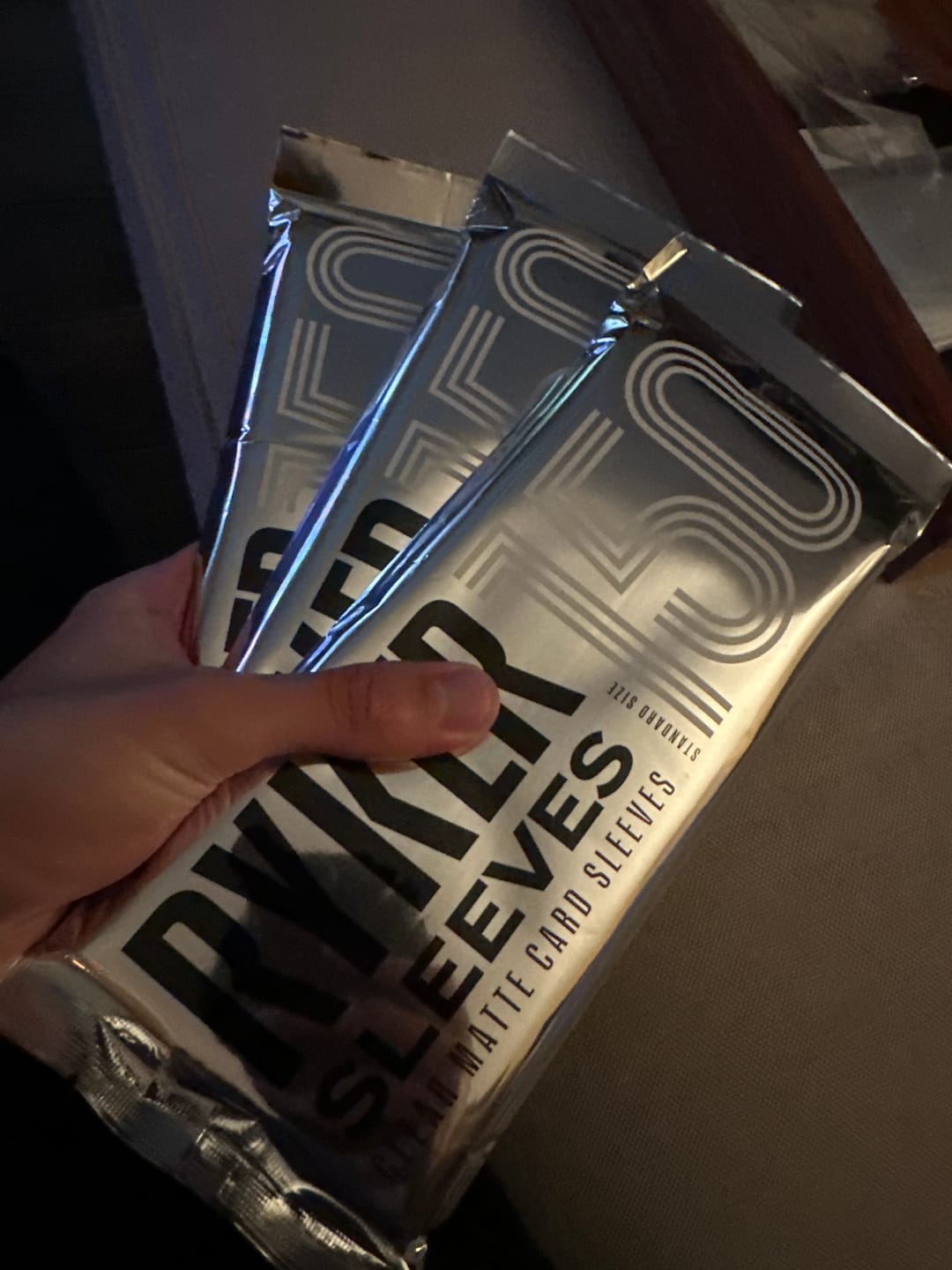 Customer photo review of Clear Matte Standard Size Card Sleeves
