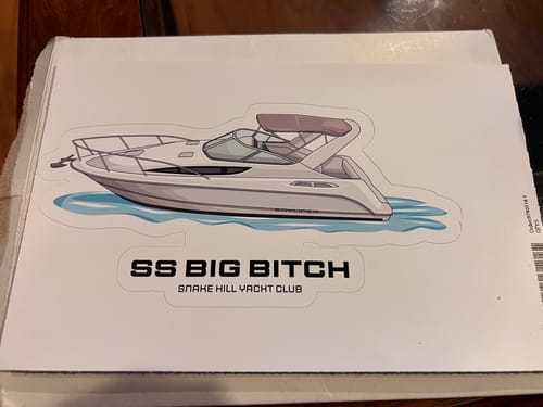 Customer photo review of Custom Kiss-Cut Boat Stickers