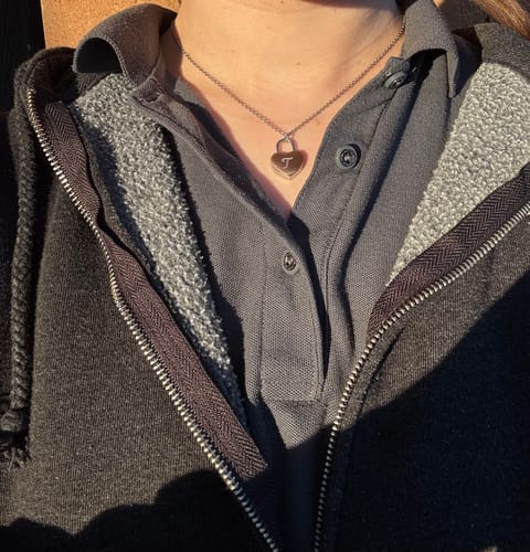 Customer photo review of Initial Heart Lock Necklace