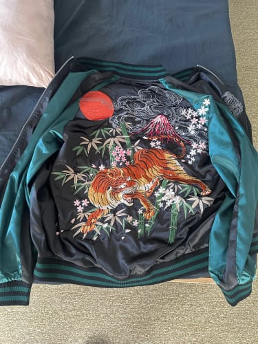 Customer photo review of Green Sukajan with Tiger, Bamboo & Sakura Embroidery