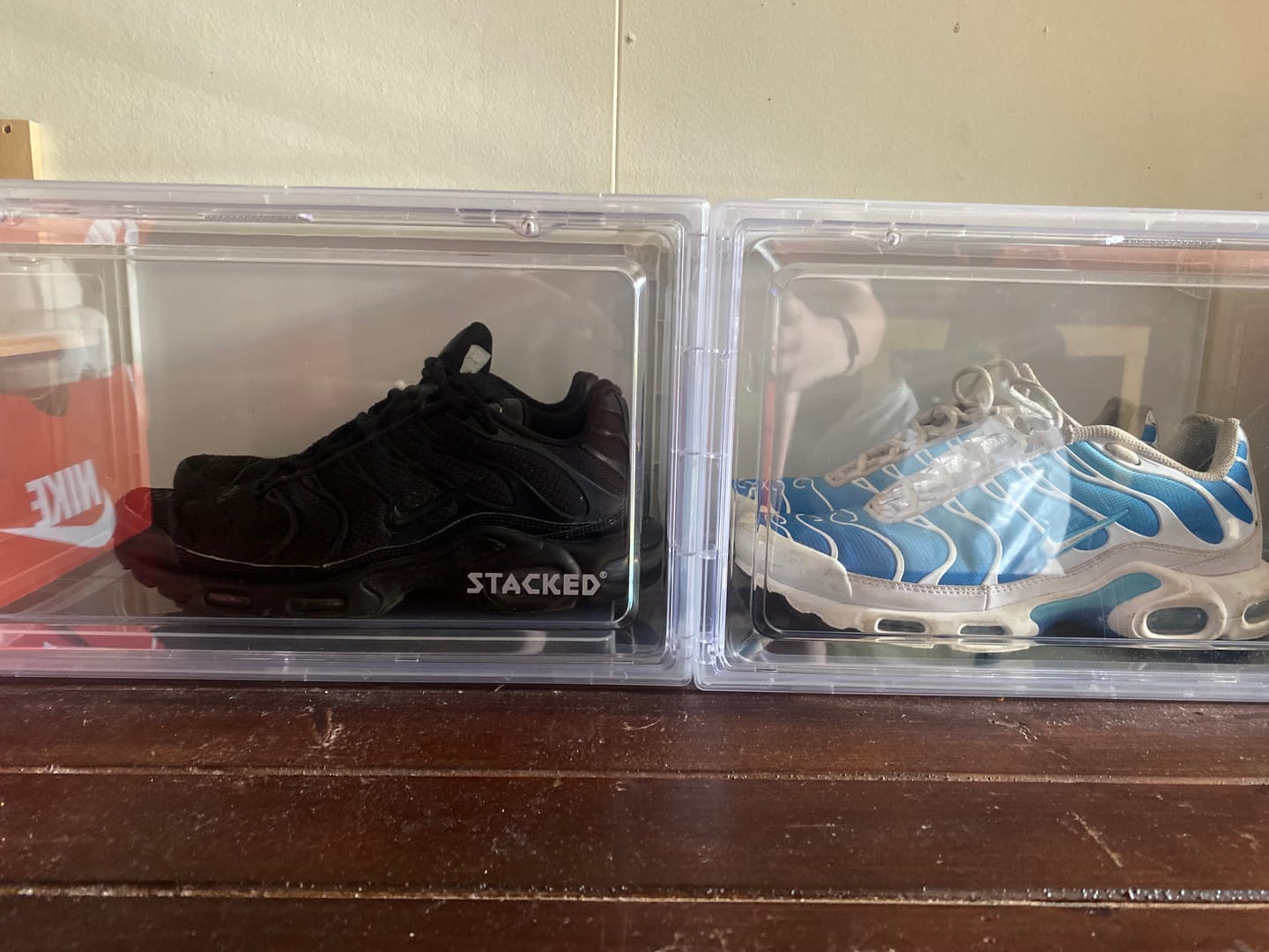 Customer photo review of Stacked Magnetic Sneaker Display Case - White