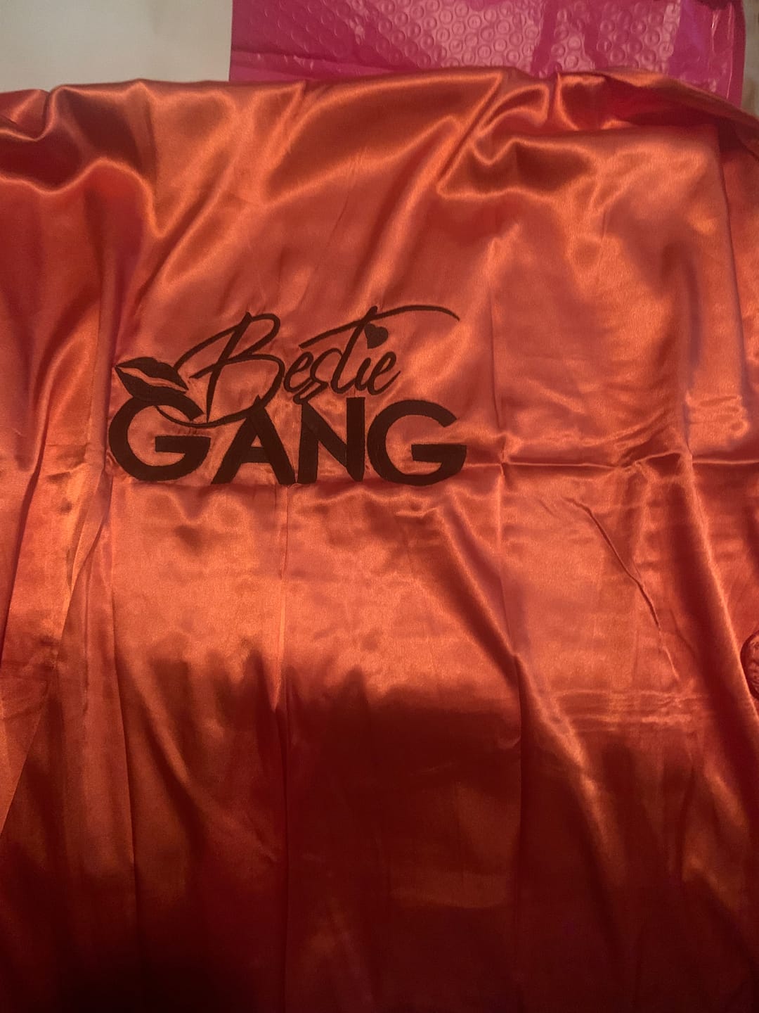 Customer photo review of Orange Silk Kimono Robe