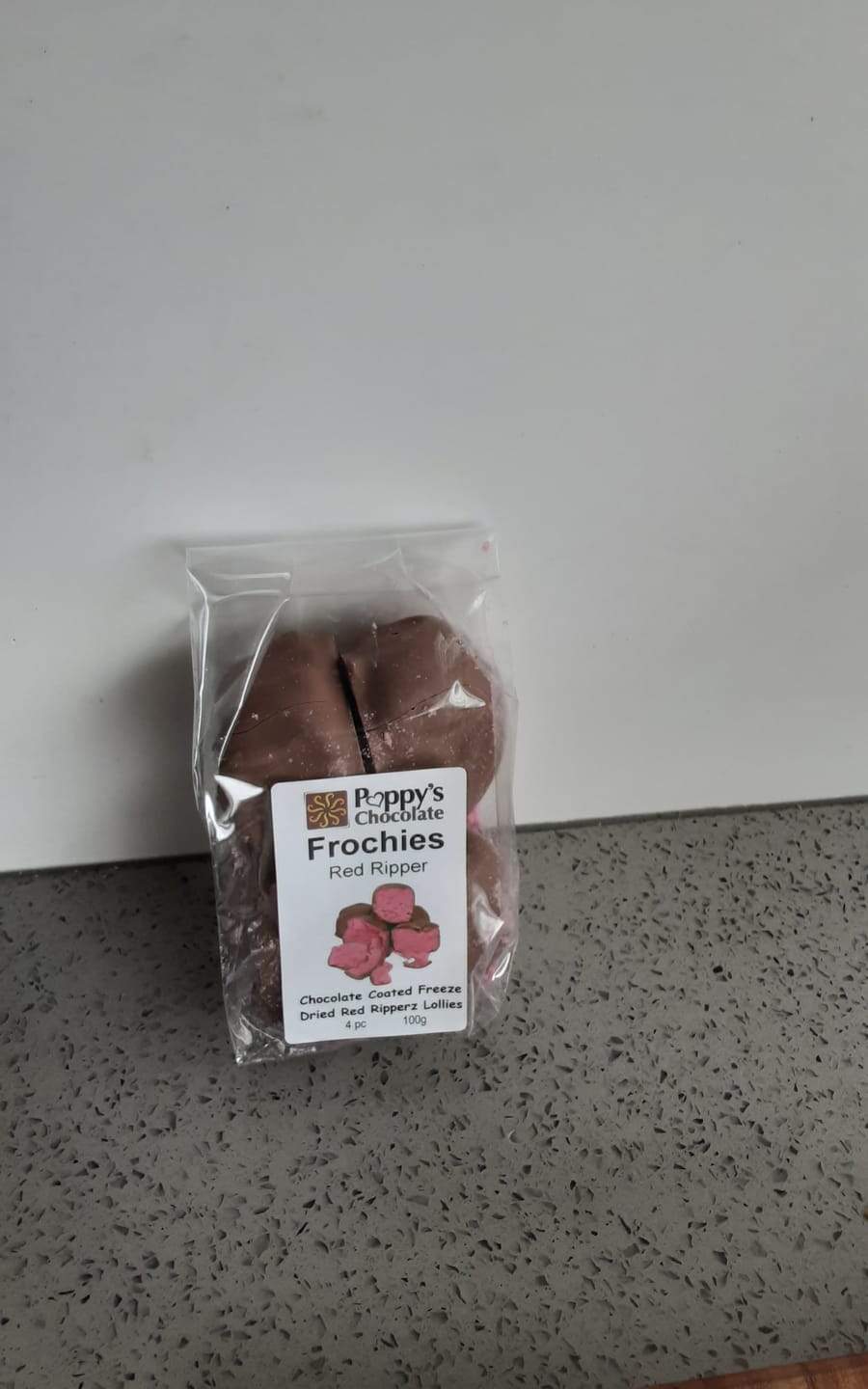 Customer photo review of Frochies Red Ripper chocolate coated freeze dried lollies