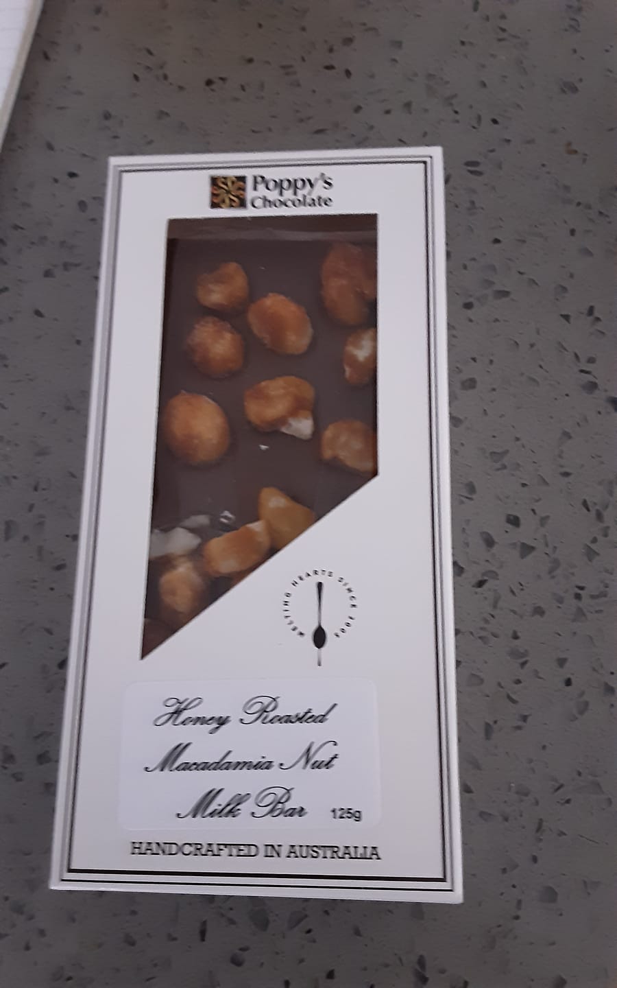 Customer photo review of Honey Roasted Macadamias and Milk Chocolate Block 125g