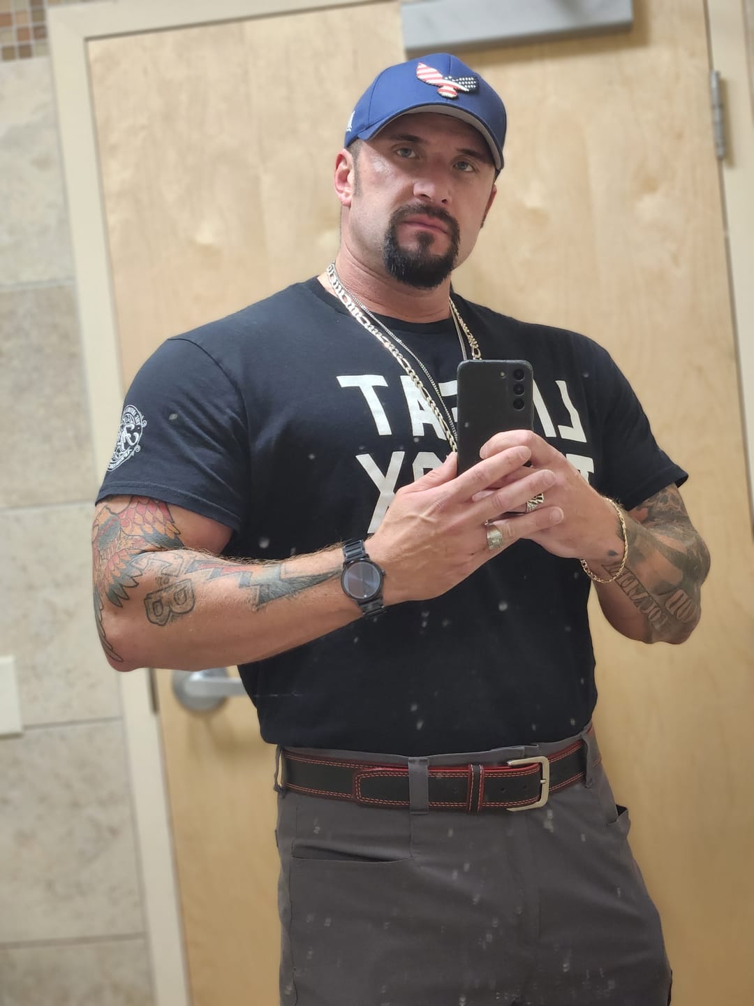 Customer photo review of The Diablo Belt - Black Full Grain Leather Belt with Red Stitches