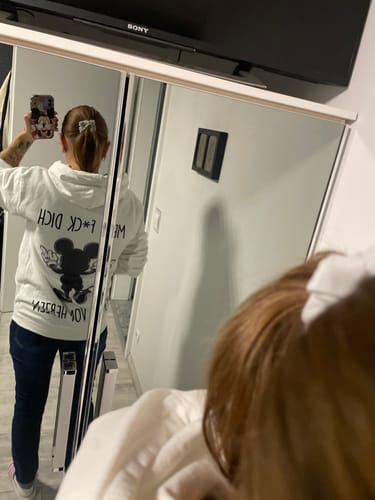 Customer photo review of Von Herzen Maus - Hoodie Unisex Rückendruck