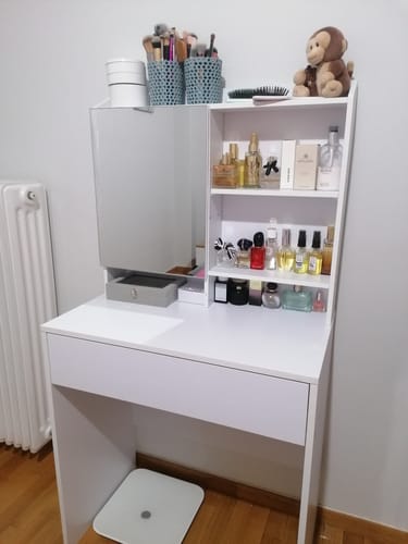Customer photo review of Τραπέζι Μπουντουάρ Μακιγιάζ Μεικαπ Τουαλέτας Κρεβατοκάμαρας Καθρέφτης Ντουλάπι Λευκό RD-T118W01