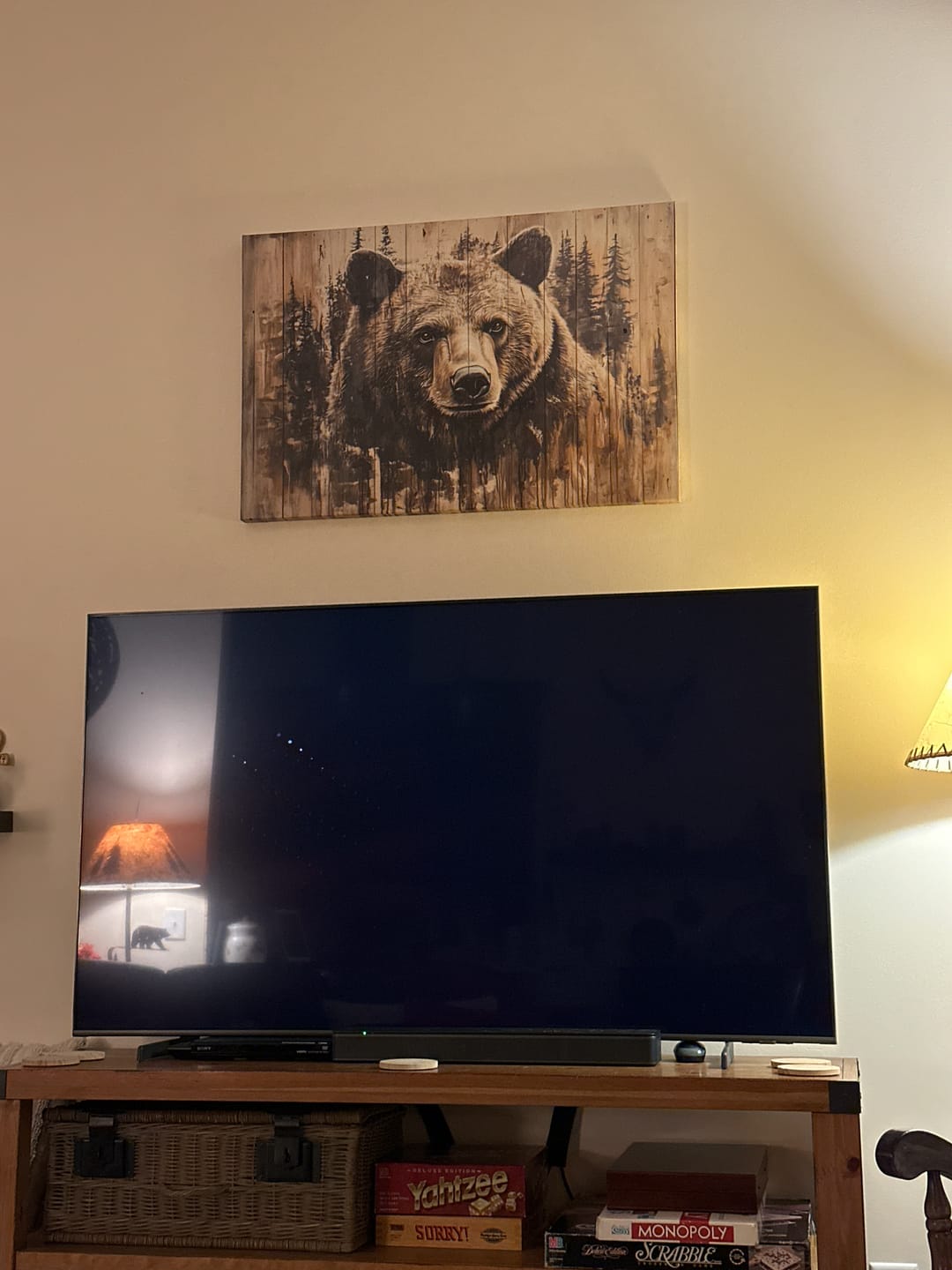 Customer photo review of Rustic Bear Wall Art Canvas Print | Framed & Ready to Hang | Rustic Animal Artwork for Living Room, Office, Cabin, or Nature-Inspired Décor