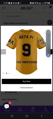Customer photo review of Personalized Baseball Jersey (OP) Original Print Style