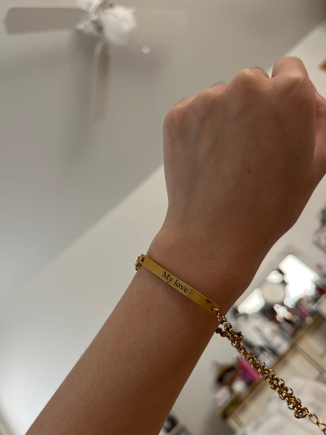 Customer photo review of Engraved Bar Bracelet