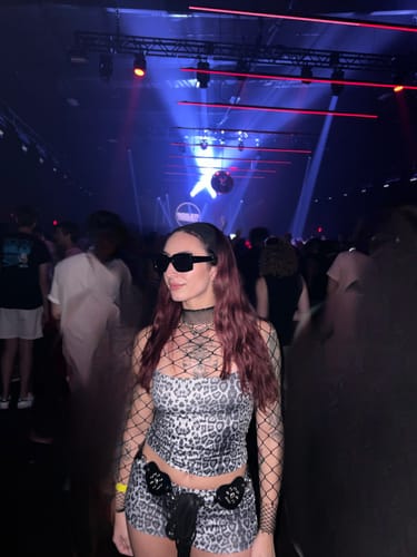 Customer photo review of Abby Snow Leopard Crop Top + Booty Shorts Set