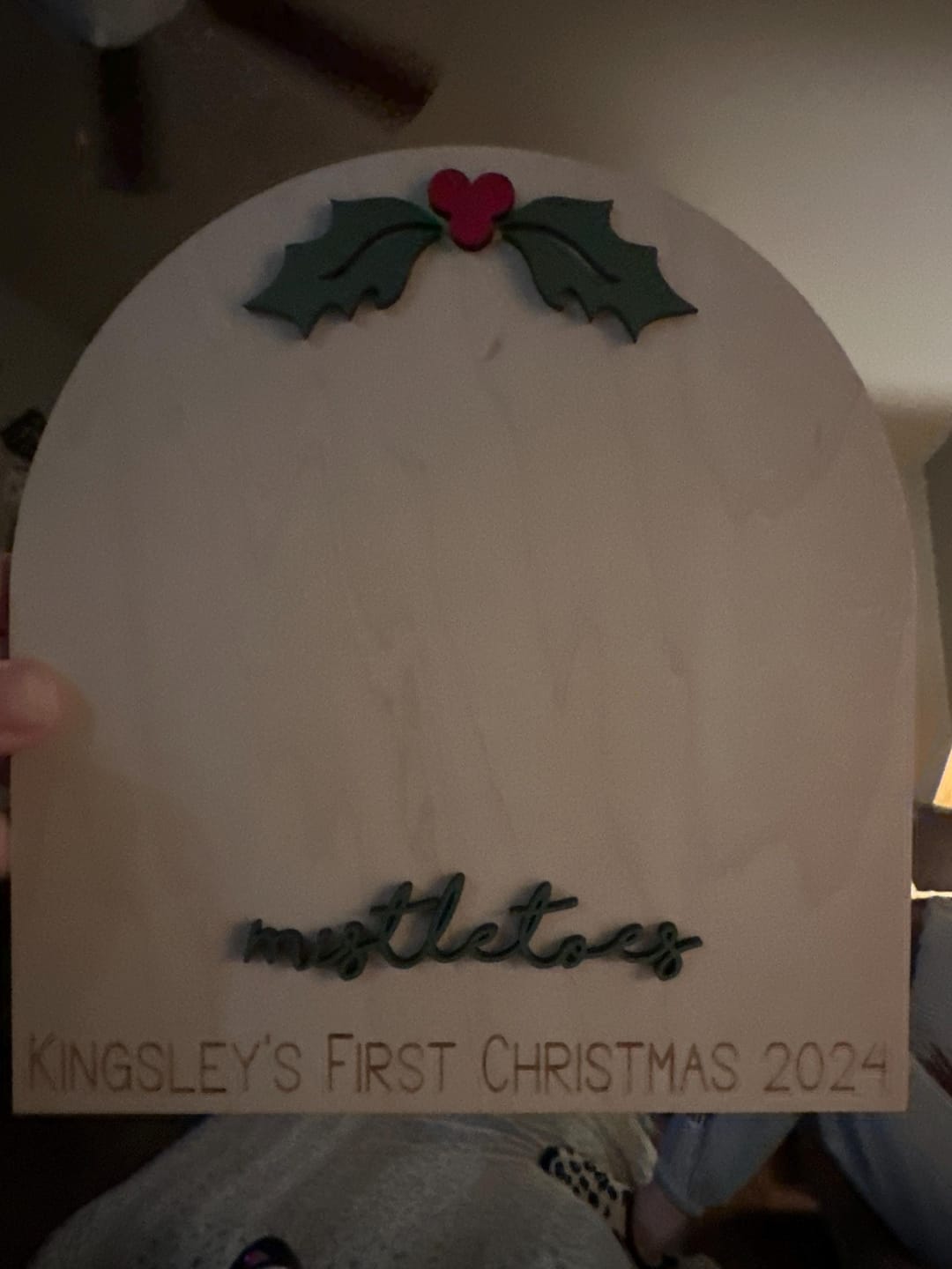 Customer photo review of Baby's First Christmas Mistletoe Footprint Craft