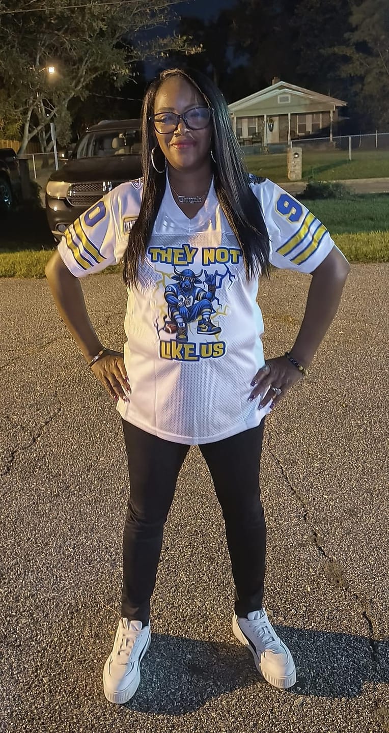 Customer photo review of Custom White Panther Blue-Gold Classic Style Mesh Authentic Football Jersey