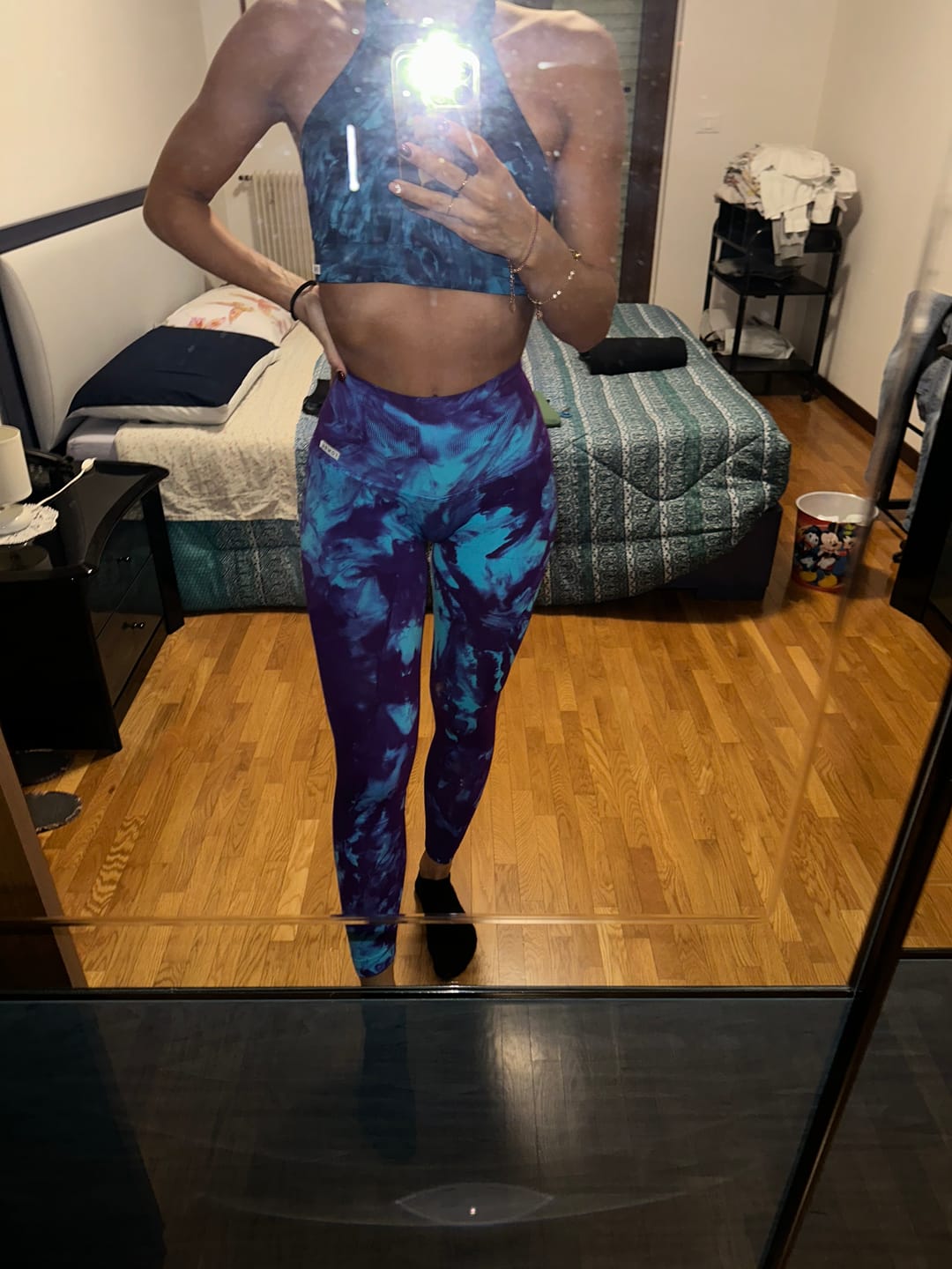 Customer photo review of Leggings Maltinto Caos Azzurro Viola