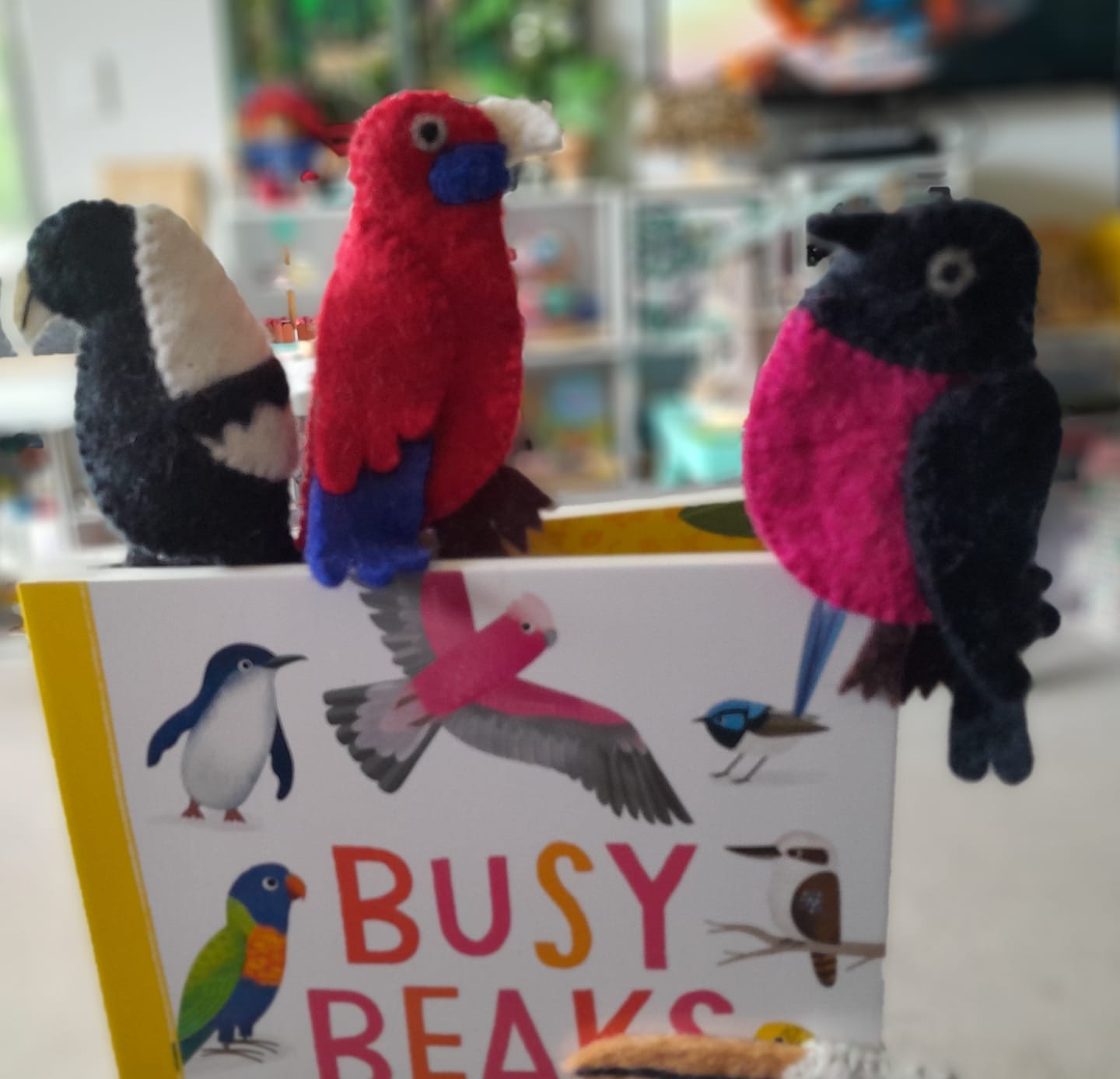 Customer photo review of Busy Beaks Finger Puppets and Book Set by Sarah Allen