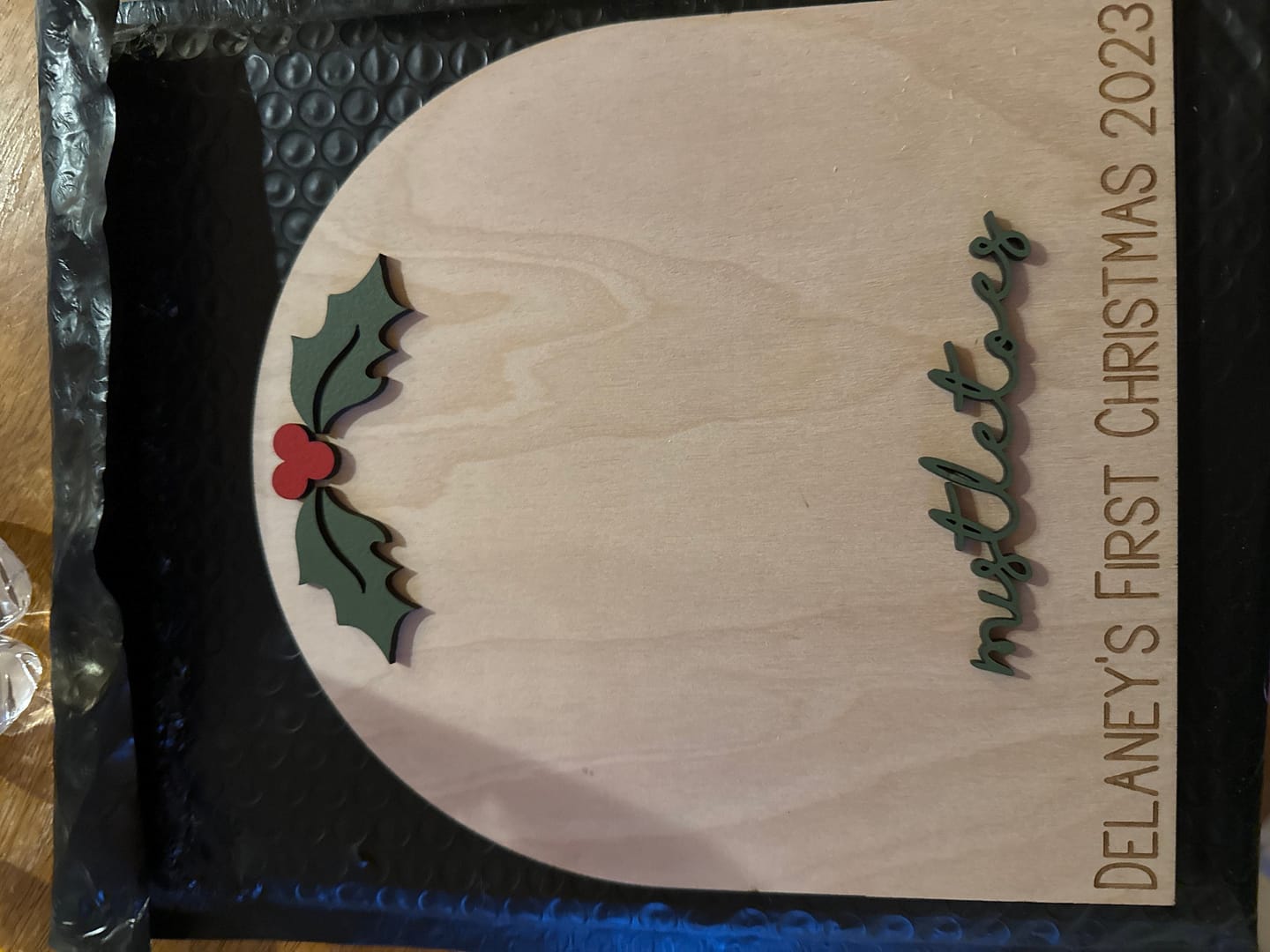 Customer photo review of Baby's First Christmas Mistletoe Footprint Craft