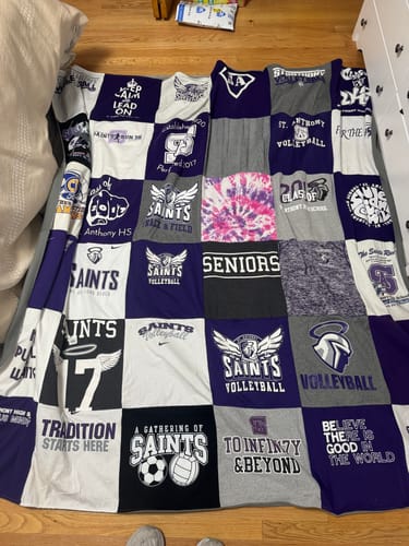 T-shirt quilt featuring saints volleyball by Maddie from IL