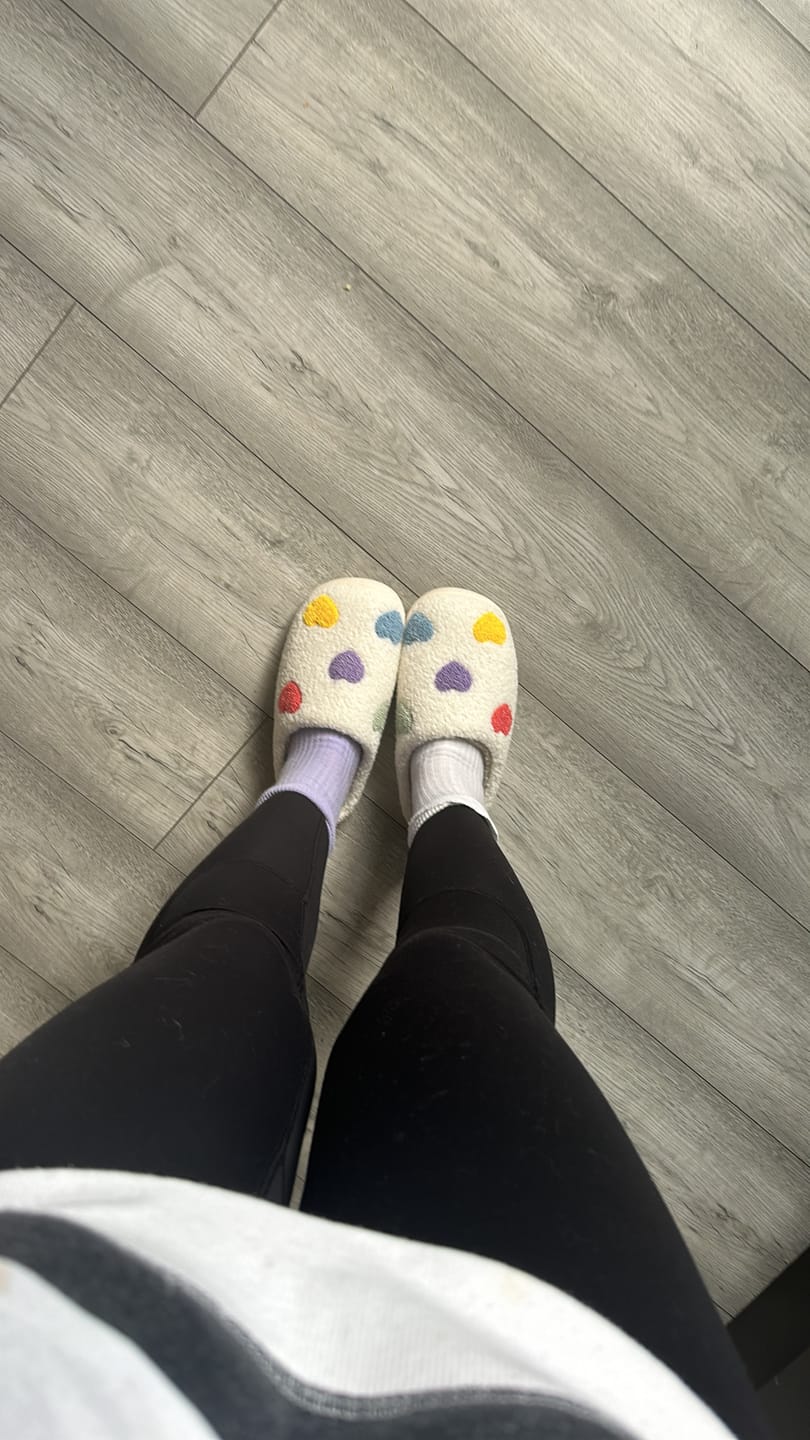 Customer photo review of Zia Colorful Heart Slippers