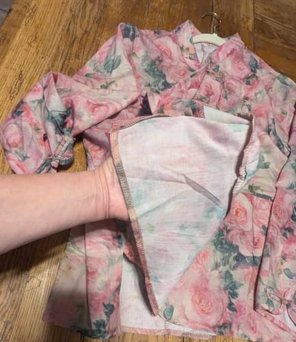 Customer photo review of Chinese Style Pink Print Oriental Button Linen Shirts Coat Fall