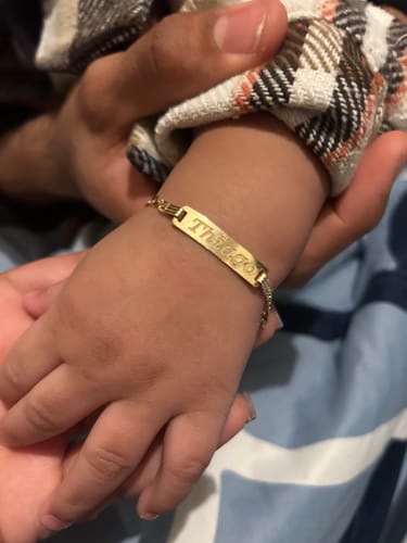Customer photo review of *NEW* 14K SOLID Baby Bracelet  👶🏼 For Engraving (3MM) 👦🏼 👧 JTJ™