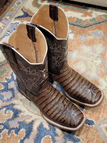 Customer photo review of BROWN CAIMAN BELLY | MEN SQUARE TOE BOOTS