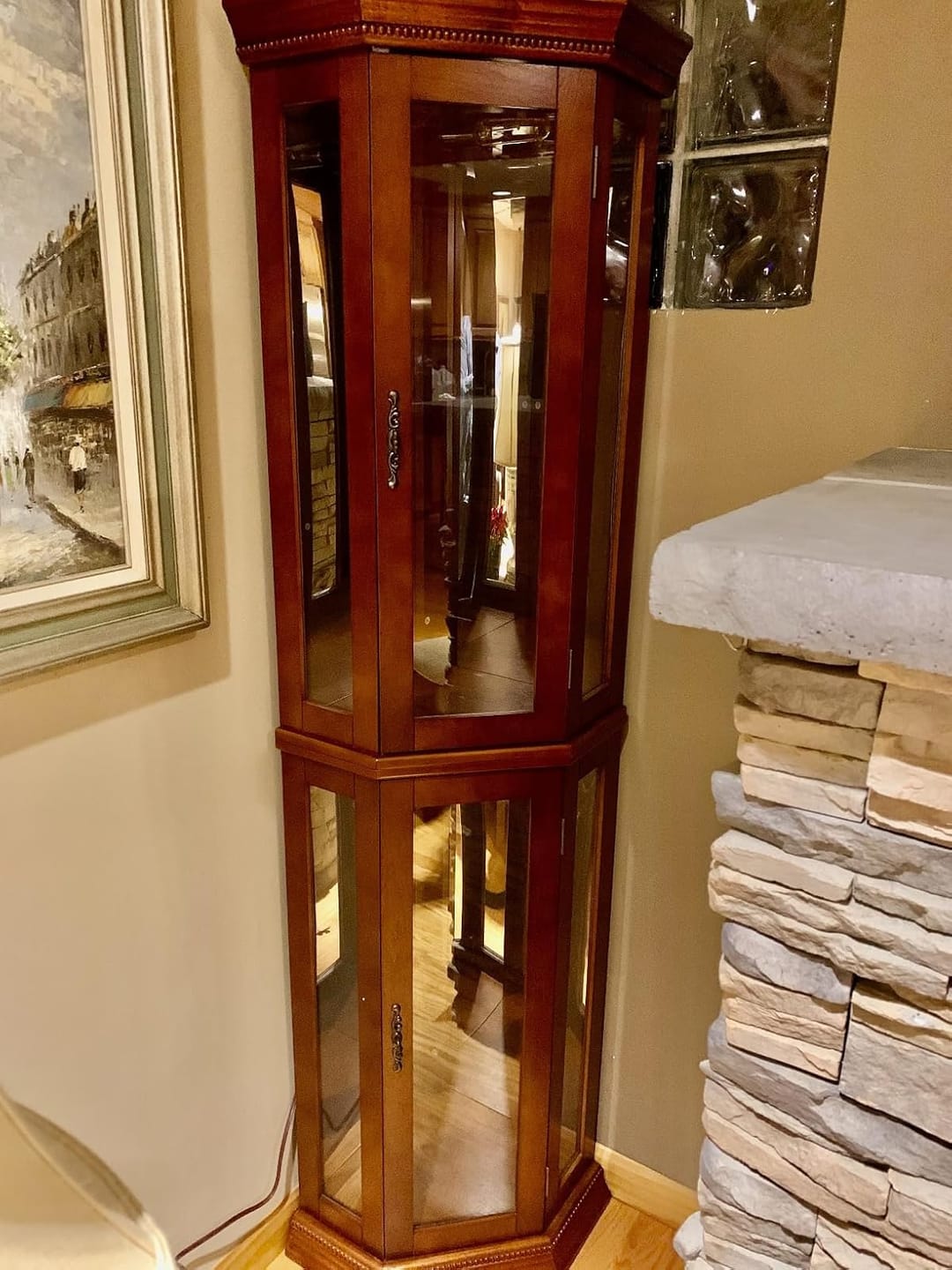 Customer photo review of Lorona 70" Tall Glass Door Corner Curio Cabinet