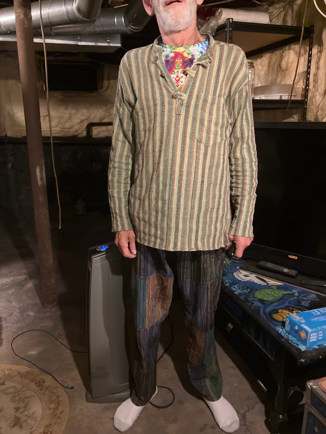 Customer photo review of Men's Patchwork Cotton Pants