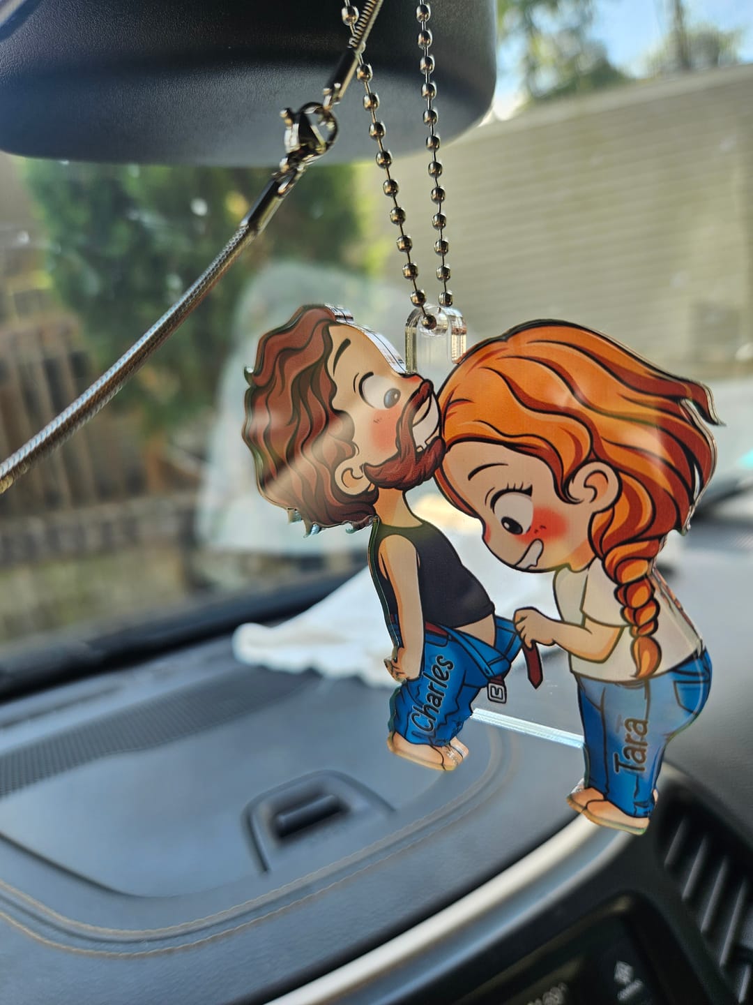 Customer photo review of Cute Couple - Gift For Husband Wife, Anniversary - Personalized Car Ornament