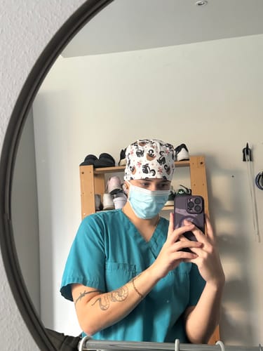 Customer photo review of Komfort OP Haube Stinktierchen