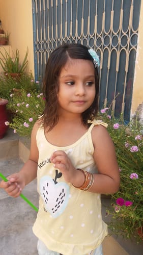 Customer photo review of Girls Soft Cotton Graphic Fill Striped Suit
