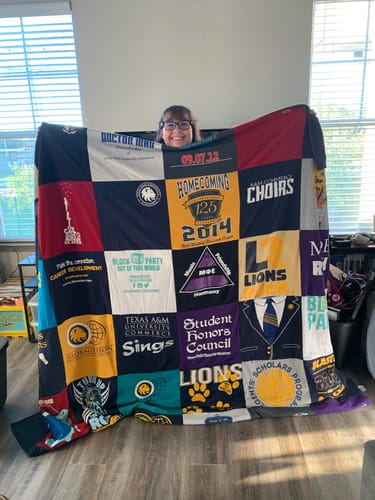 T-shirt quilt from texas a&m university by Sara from TN
