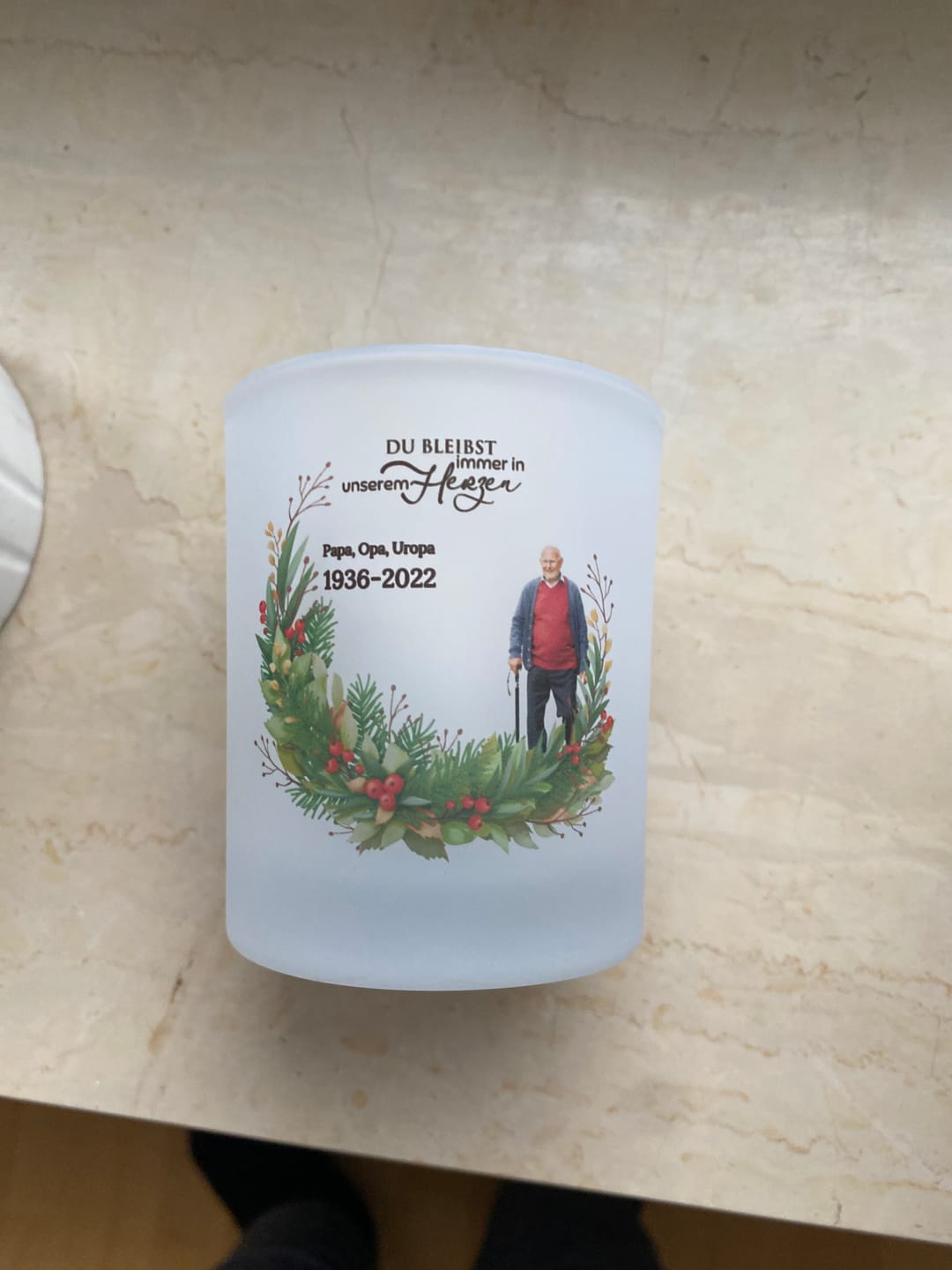 Customer photo review of Bei euch - Personalisiertes Teelicht