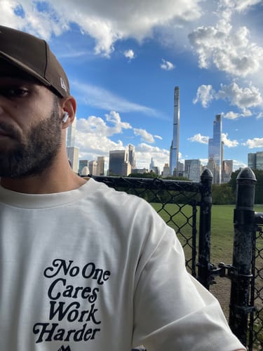 Customer photo review of 'WORK HARDER' TEE - BONE