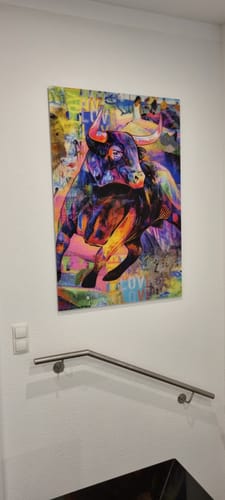 Customer photo review of Acrylglasbild Stier Abstrakt Hochformat