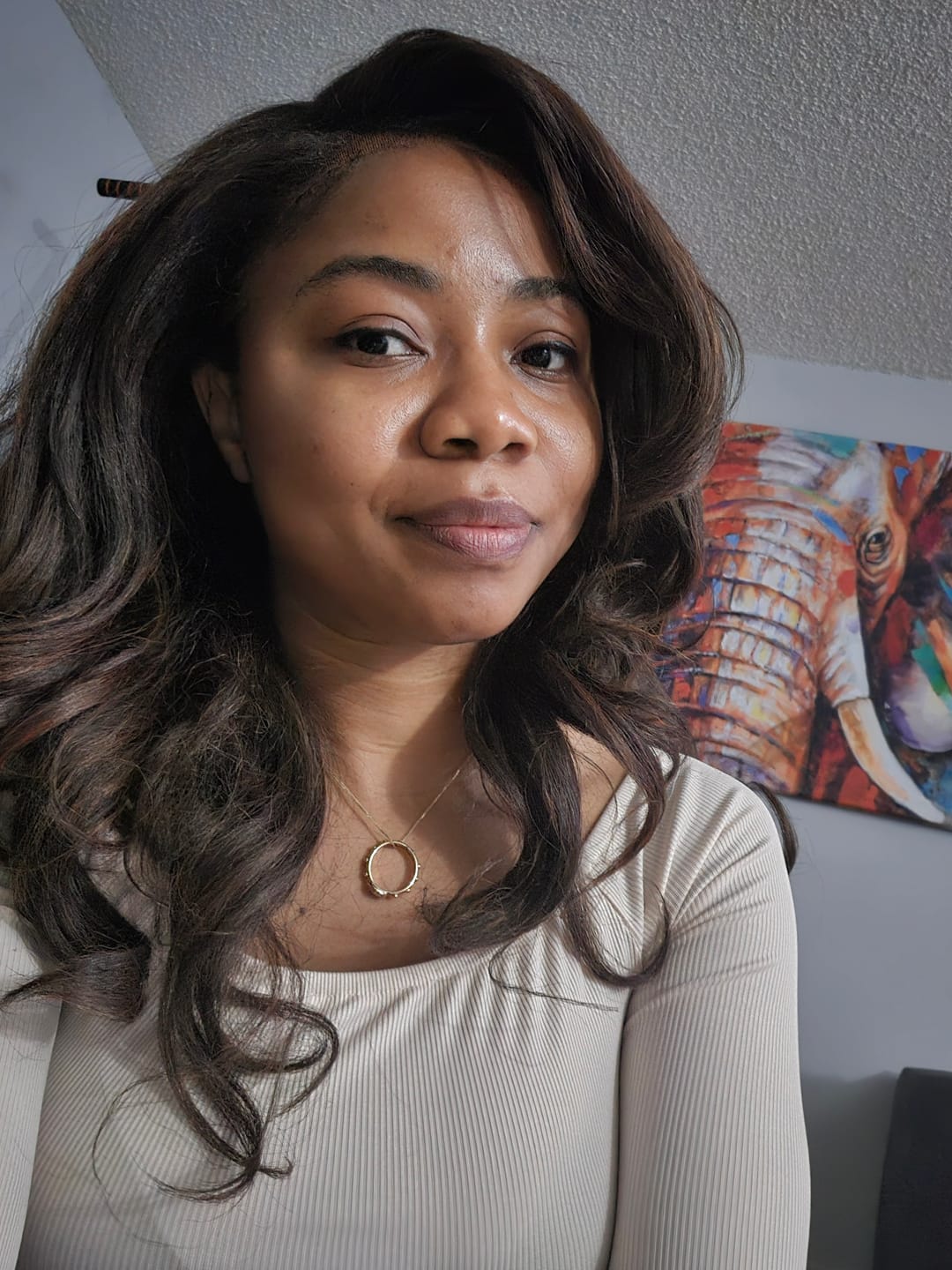 Customer photo review of Outre Perfect Hairline Synthetic HD Lace Wig - JULIANNE