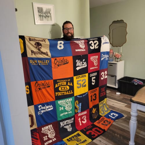 T-shirt quilt featuring orioles, dodgers by Renee from NJ